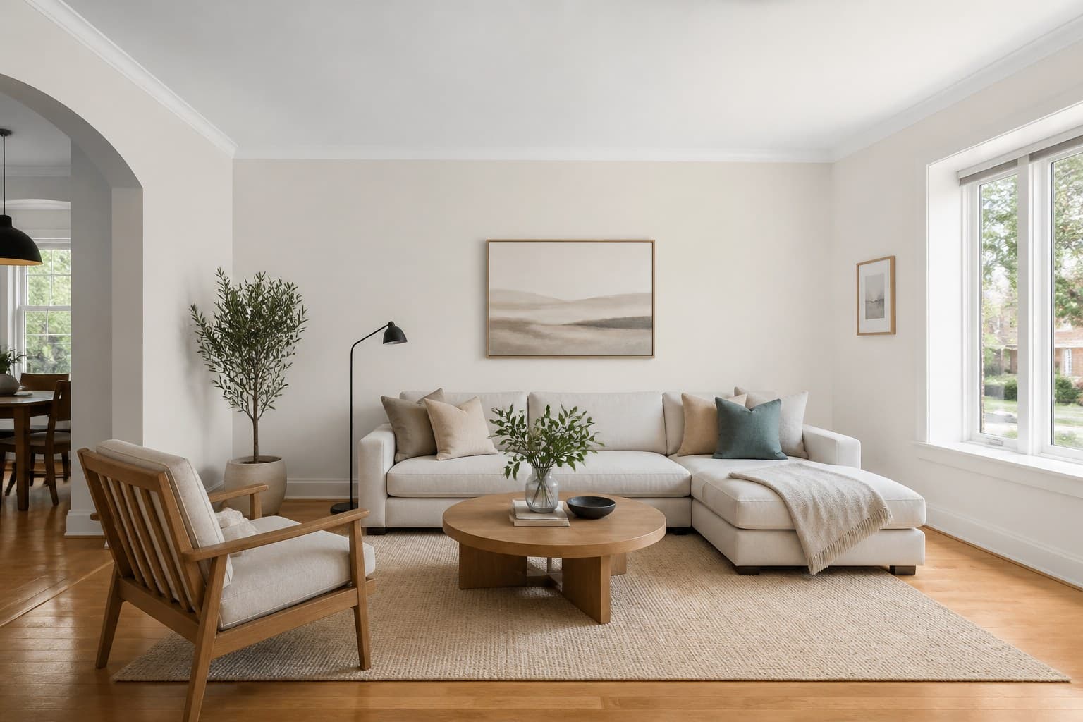 Finished living room with a clean painted interior in Toronto and the GTA